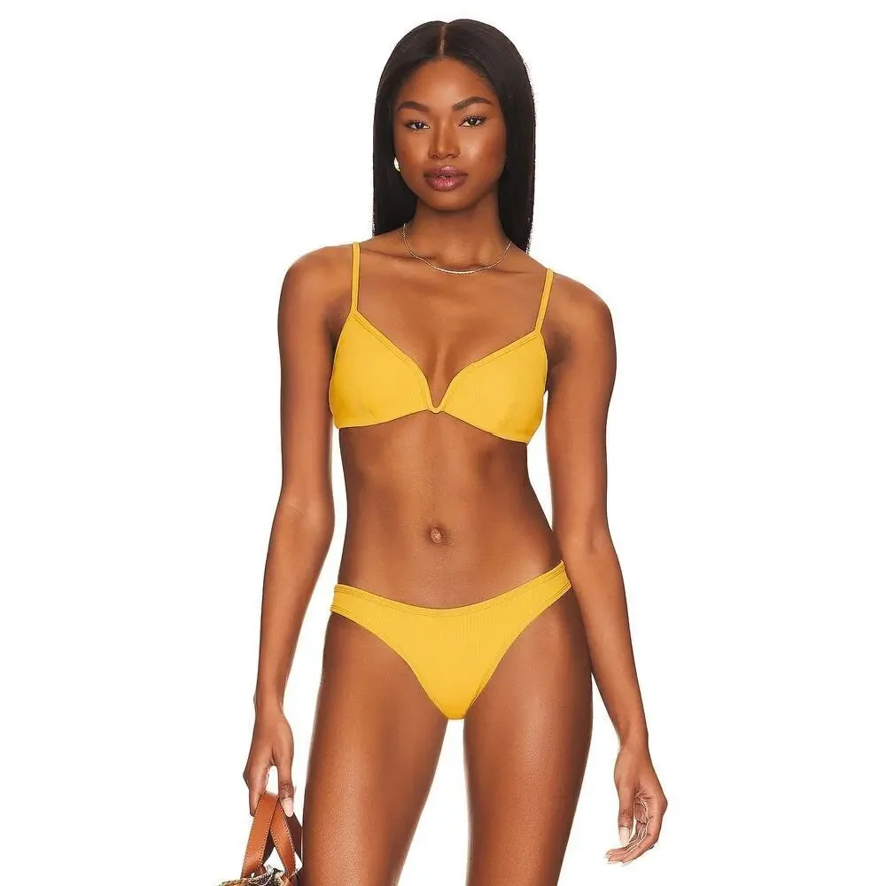 L*Space Helena Underwire Bikini Top Sunshine Gold Size Medium NEW